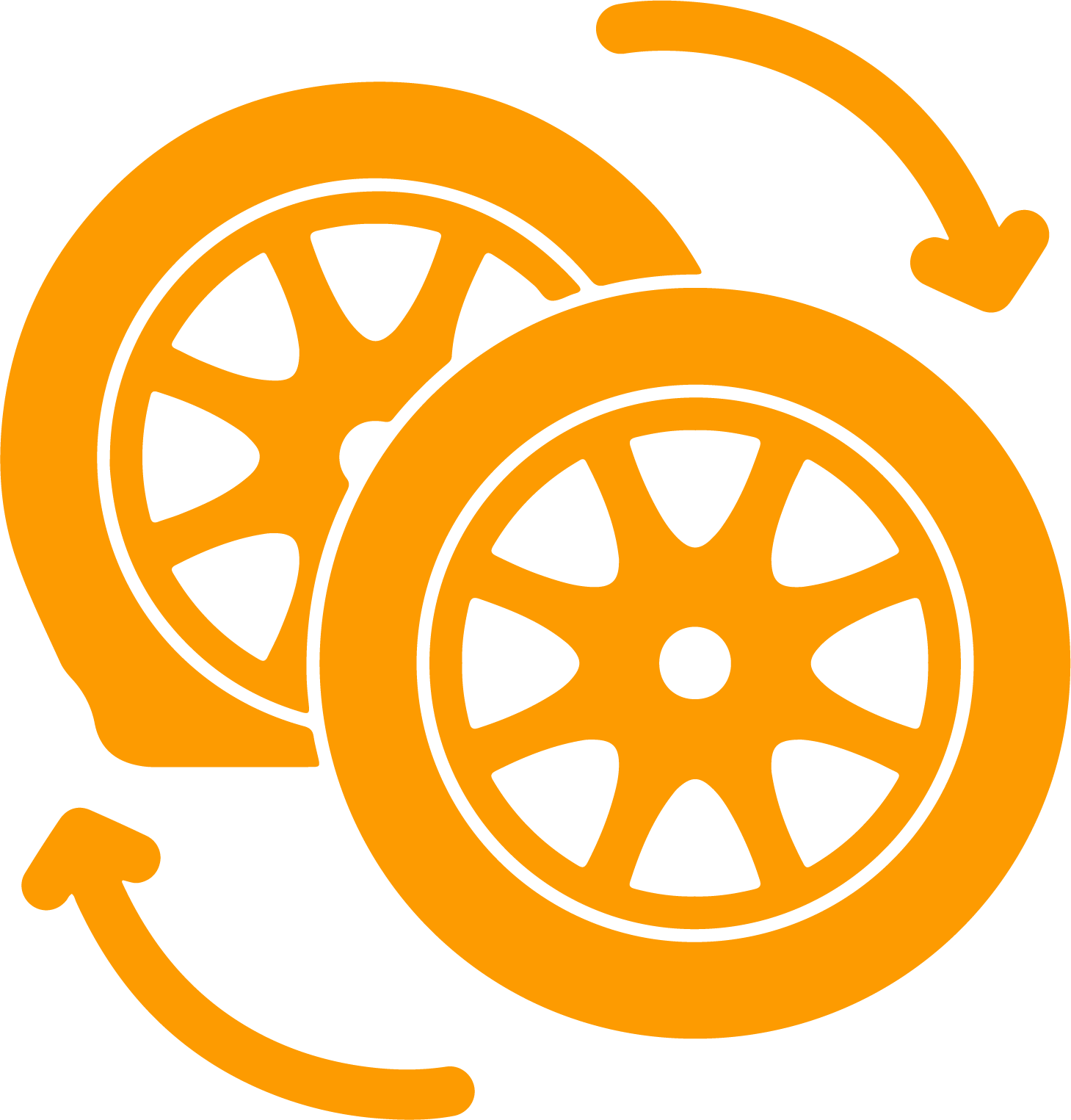 a yellow tire with arrows